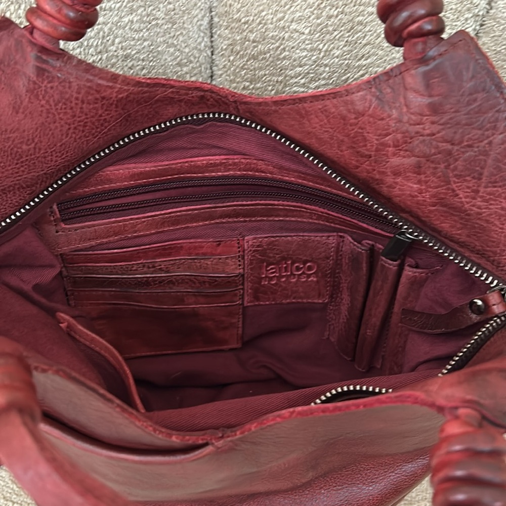Latico Leather Nash Tote Crossbody Bag in Oxblood Red Full Grain Leather - Picture 7 of 10